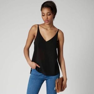 Top Shop Plunge V-Neck Cami in Black - Size 2